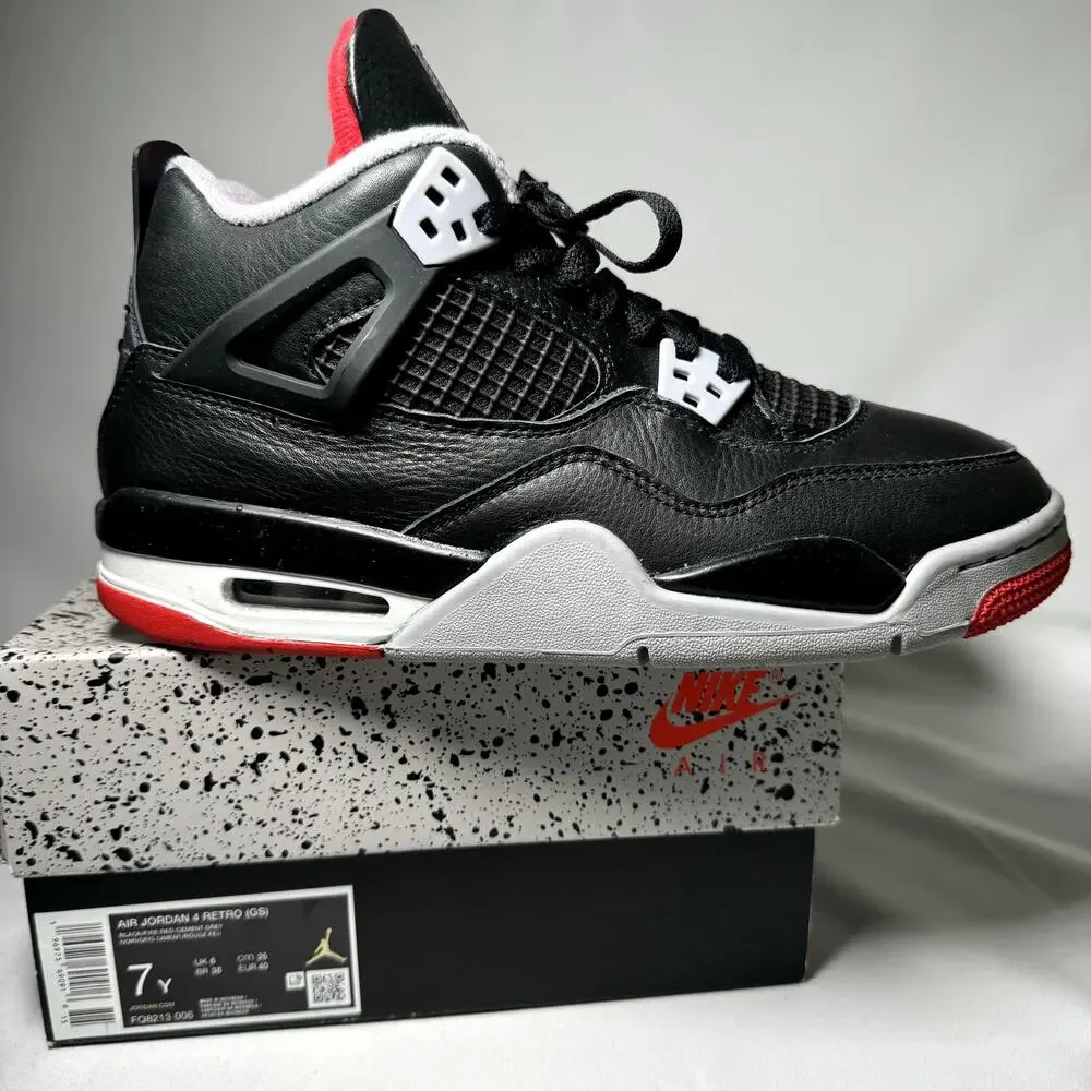 Size 7 - Nike Air Jordan 4 Retro GS Bred Reimagined Men's Shoes